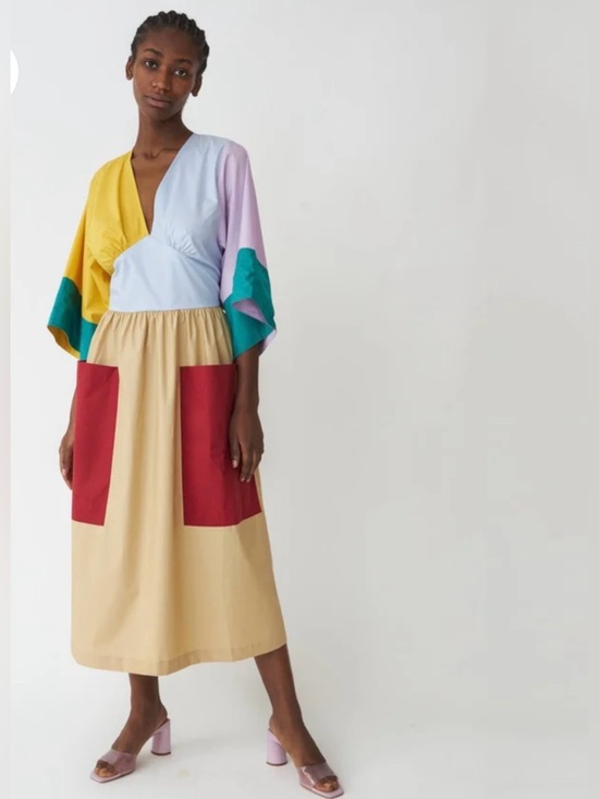 Dresses & Skirts - Stella Nova Celeste Colorblock Poplin Dress In Multicolor XS